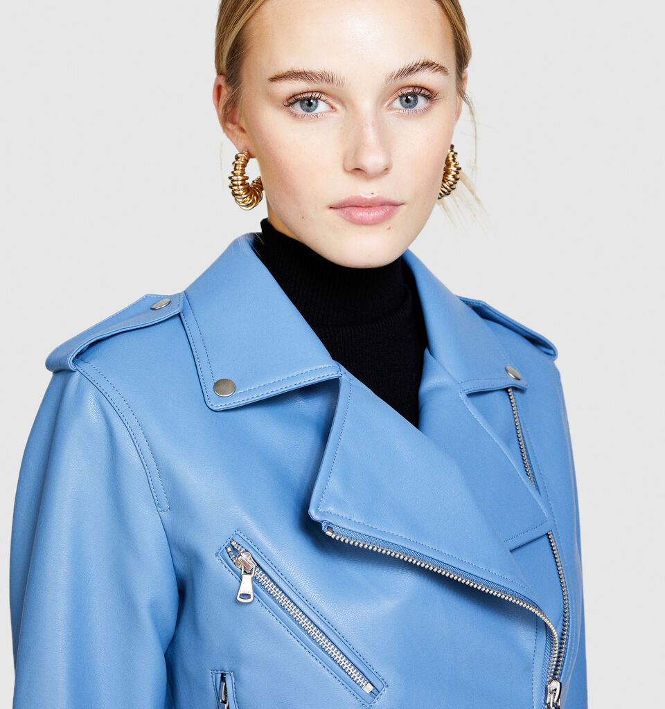 Padded biker jacket - women's jackets - Blue | Sisley image number 5